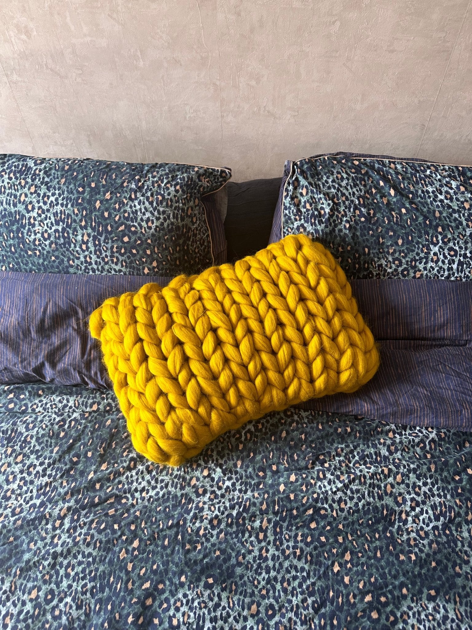 Coussin Grosse Maille 30x50 - Jaune Moumoutarde