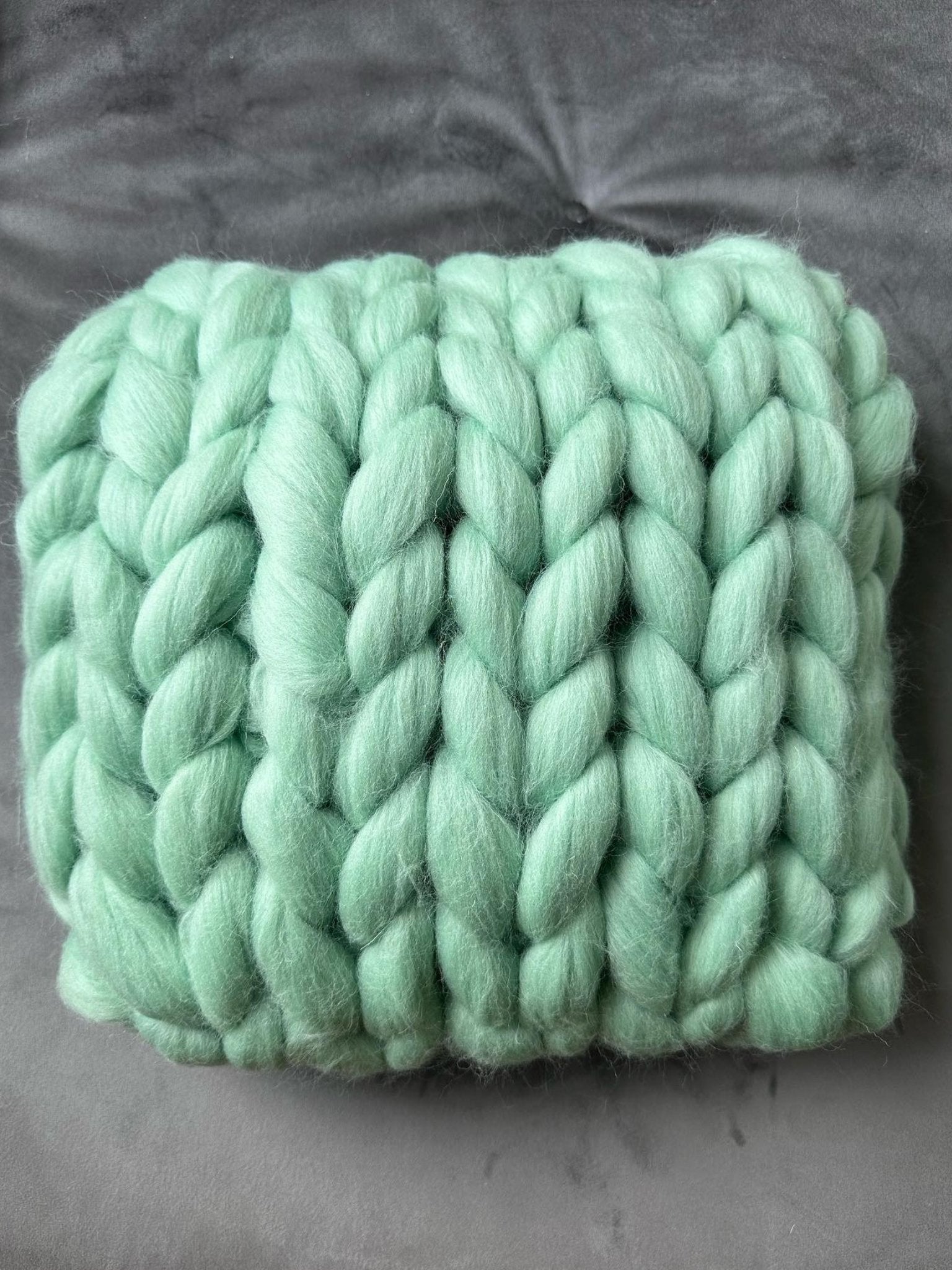 Coussin Grosse Maille 40x40 - Menthe - Plaid Moumoute